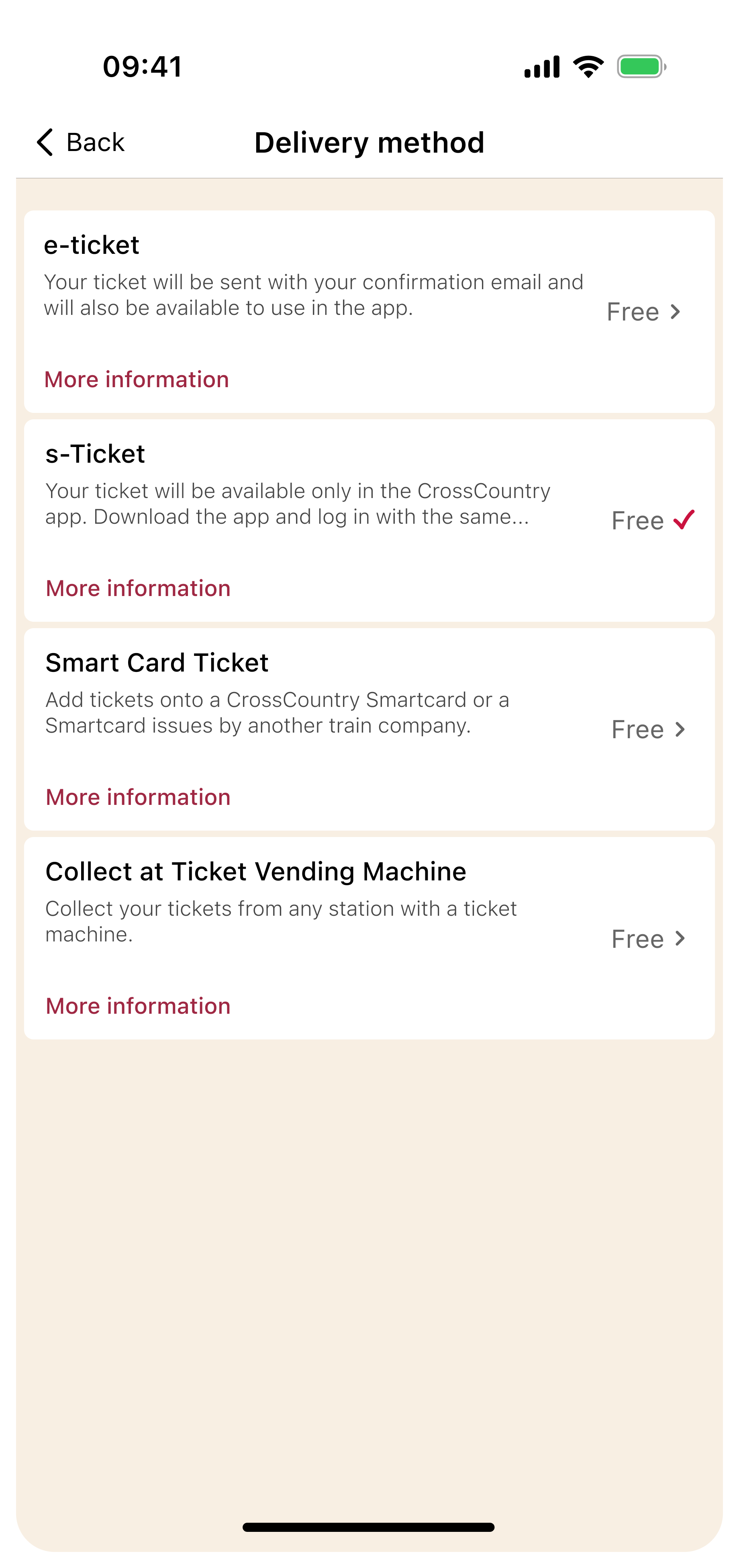 sTicket Delivery method